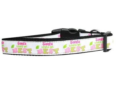 Christmas Dog & Cat Nylon Collar or Leash, "Santa Loves Me Best"
