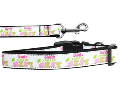 Christmas Dog & Cat Nylon Collar or Leash, "Santa Loves Me Best"