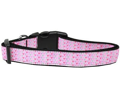 Dog & Cat Nylon Collar or Leash, "Many Mini Hearts"