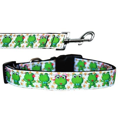 Dog & Cat Nylon Collar or Leash, "Happy Frogs"