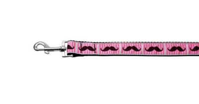 Dog & Cat Nylon Collar or Leash, "Pink Striped Moustache"