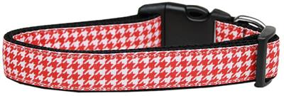 Dog & Cat Nylon Collar or Leash, "Houndstooth Red"