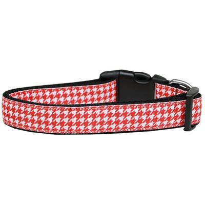 Dog & Cat Nylon Collar or Leash, "Houndstooth Red"