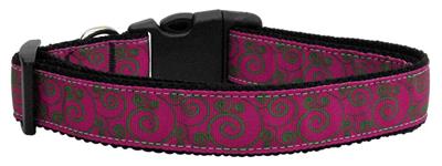 Dog & Cat Nylon Collar or Leash, "Pink & Lime Swirly"