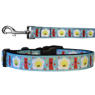 Dog & Cat Nylon Collar or Leash, "Happy Bacon"
