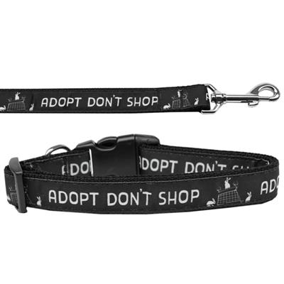 Dog & Cat Nylon Collar or Leash, "Adopt Don't Shop"