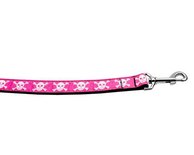 Dog & Cat Nylon Collar or Leash, "Pink Skulls"