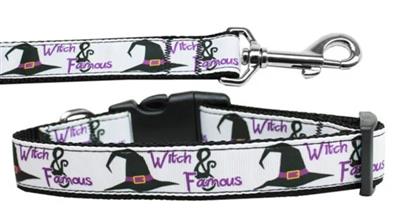 Halloween Dog & Cat Nylon Collar or Leash, "Witch and Famous"