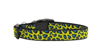 Dog & Cat Nylon Collar or Leash, "Blue and Yellow Leopard Print"