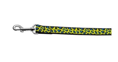 Dog & Cat Nylon Collar or Leash, "Blue and Yellow Leopard Print"