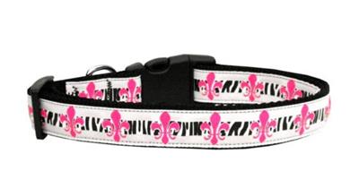 Dog & Cat Nylon Collar or Leash, "Pink Fleur De Lis"