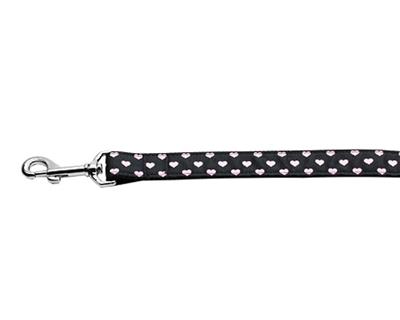 Dog & Cat Nylon Collar or Leash, "Pink & Black Dotty Hearts"