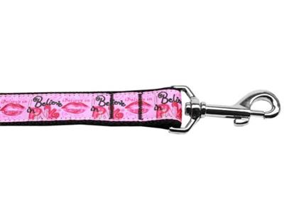 Dog & Cat Nylon Collar or Leash, "Believe in Pink"