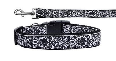 Dog & Cat Nylon Collar or Leash, "Fancy Black and White"