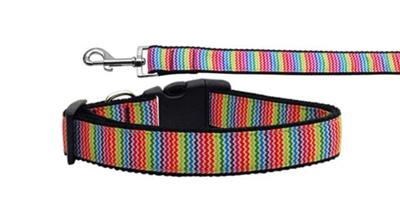 Dog & Cat Nylon Collar or Leash, "Zigzaggy Rainbow"