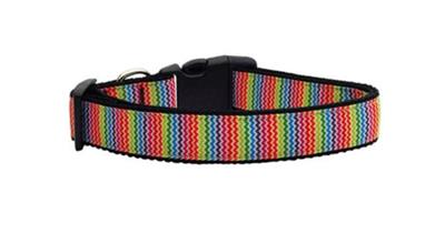 Dog & Cat Nylon Collar or Leash, "Zigzaggy Rainbow"