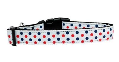 Dog & Cat Nylon Collar or Leash, "Patriotic Polka Dots"