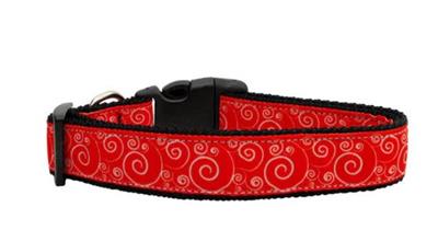 Dog & Cat Nylon Collar or Leash, "Red & White Swirly"