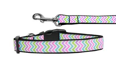 Dog & Cat Nylon Collar or Leash, "Summer Chevron"