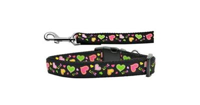 Dog & Cat Nylon Collar or Leash, "Neon Love"