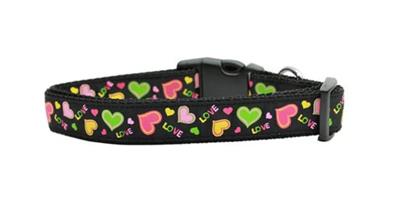 Dog & Cat Nylon Collar or Leash, "Neon Love"
