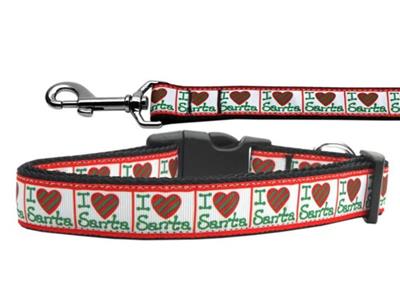 Christmas Dog & Cat Nylon Collar or Leash, "I Heart Santa"