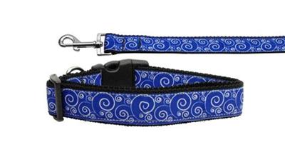 Dog & Cat Nylon Collar or Leash, "Blue and White Swirly"