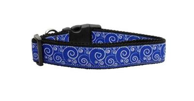 Dog & Cat Nylon Collar or Leash, "Blue and White Swirly"