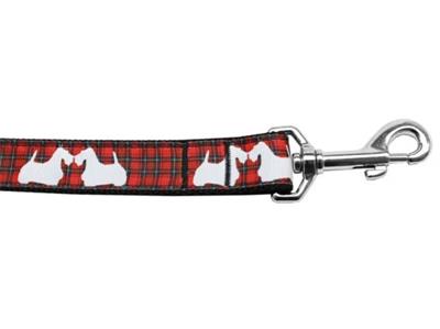 Dog & Cat Nylon Collar or Leash, "Red Plaid Scotty Pups"