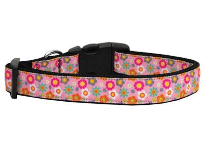 Dog & Cat Nylon Collar or Leash, "Pink Spring Flowers"