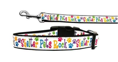 Dog & Cat Nylon Collar or Leash, "Shelter Pets Rock"