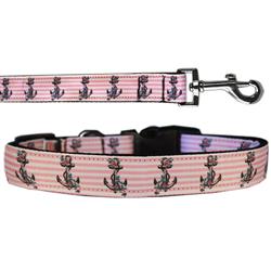Dog & Cat Nylon Collar or Leash, "Pink Anchors"