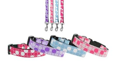 Dog & Cat Nylon Collar or Leash, "Diagonal Dots"