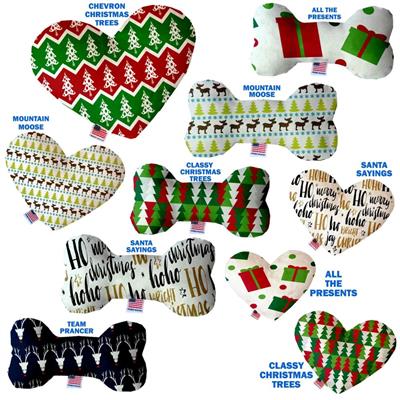 Christmas Dog Plush Heart or Bone Toy, "Classy Christmas Group"