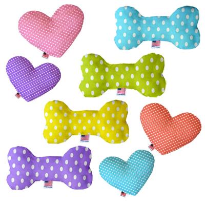 Dog Plush Heart or Bone Toy, "Polka Dots Group"