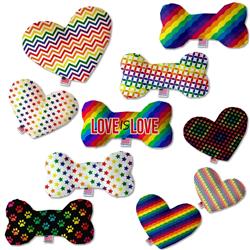 Dog Plush Heart or Bone Toy, "Rainbow Pride Group"