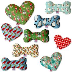 Christmas Dog Plush Heart or Bone Toy, "Holiday Friends Group"