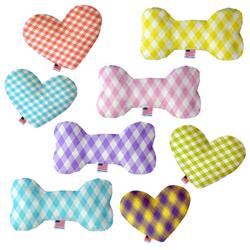Dog Plush Heart or Bone Toy, "Plaids Group"