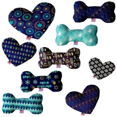 Dog Plush Heart or Bone Toy, "Hanukkah Group"