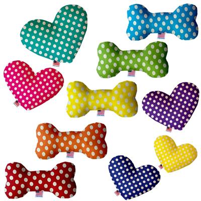 Dog Plush Heart or Bone Toy, "Swiss Dots Group"