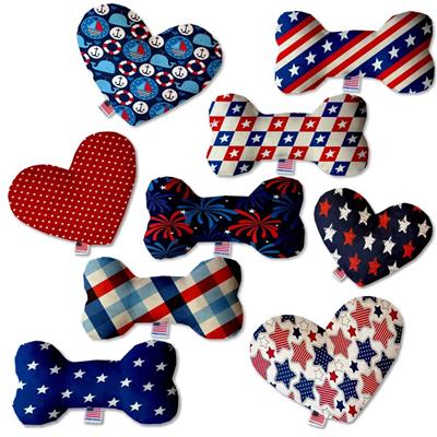 Dog Plush Heart or Bone Toy, "Independence Day Group"