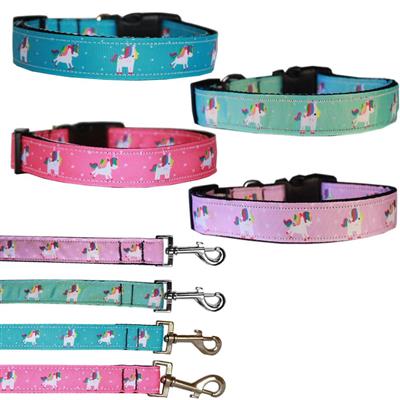 Dog & Cat Nylon Collar or Leash, "Unicorn"