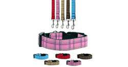 Dog & Cat Nylon Collar or Leash, "Plaids"