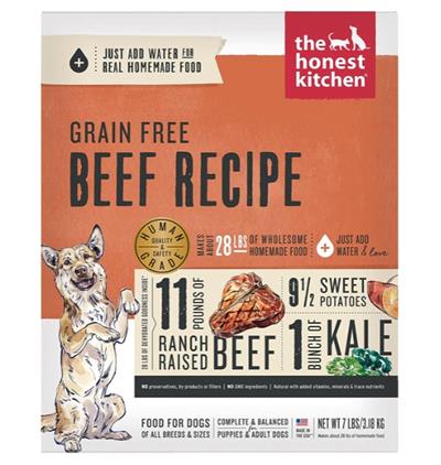 Honest Kitchen Dog Grain Free Beef 7Lbs. Box.