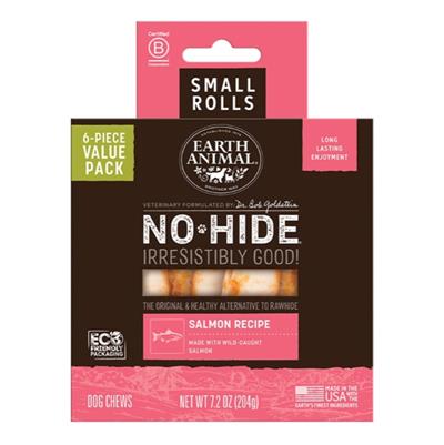 EARTH ANIMAL DOG NO-HIDE SALMON ROLLS SMALL VALUE 6 PACK