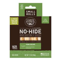 EARTH ANIMAL DOG NO-HIDE PORK ROLLS SMALL VALUE 6 PACK