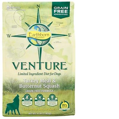 Earthborn Holistic Venture L.I.D. Grain Free Dry Dog Food Turkey & Butternut Squash 1ea/4 lb