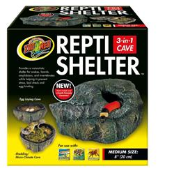 Zoo Med Repti Shelter 3in1 Cave Terrarium Hideaway Black, 1ea/8 in, MD