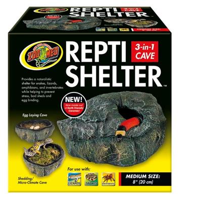 Zoo Med Repti Shelter 3in1 Cave Terrarium Hideaway Black, 1ea/8 in, MD