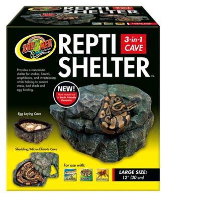 Zoo Med Repti Shelter 3in1 Cave Terrarium Hideaway Black, 1ea/12 in, LG